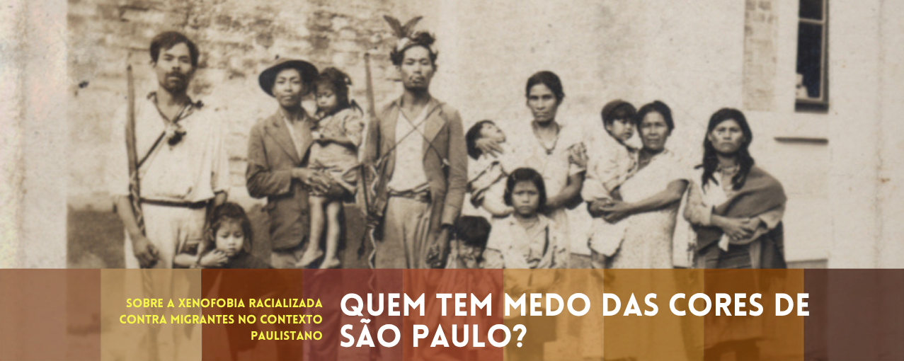 Na imagem, consta um grupo de pessoas indígenas que passaram pela Hospedaria de Imigrantes com destino ao interior do Estado.